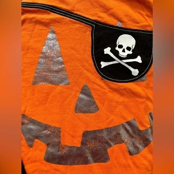 Gymboree Halloween 🎃 Pirate Pumpkin Long Sleeved Cotton Hooded Shirt, Preloved - Picture 2 of 3